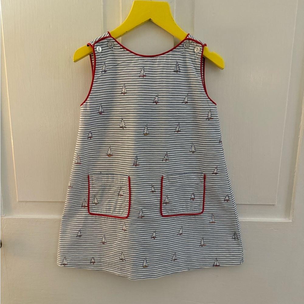 Bella Bliss Toddler Girl Dress, Sz. 3T, Sailboat Pattern, Blue, White, and Red!